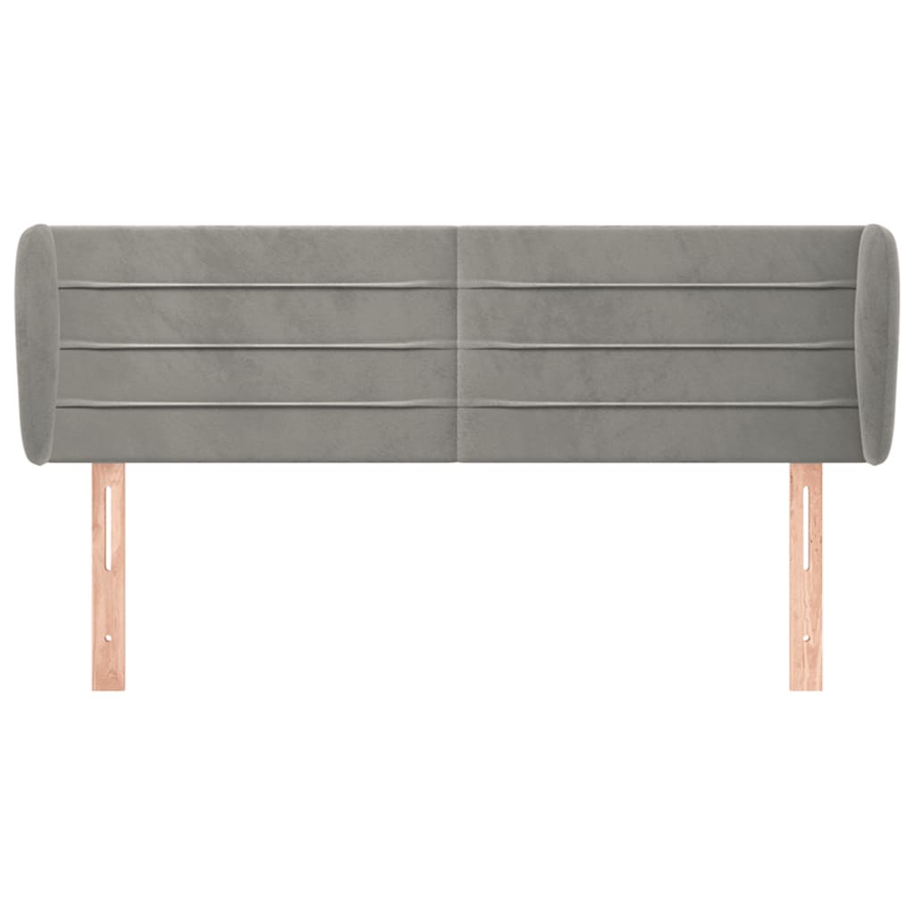 vidaXL Kopfteil mit Ohren Hellgrau 147x23x78/88 cm Samt