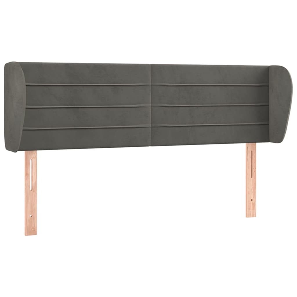 vidaXL Kopfteil mit Ohren Dunkelgrau 147x23x78/88 cm Samt
