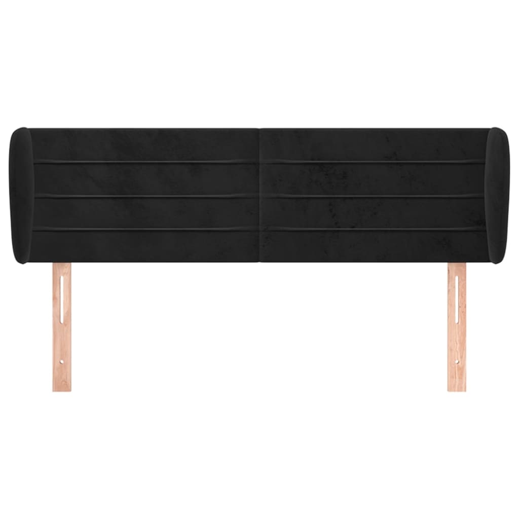 vidaXL Kopfteil mit Ohren Schwarz 147x23x78/88 cm Samt