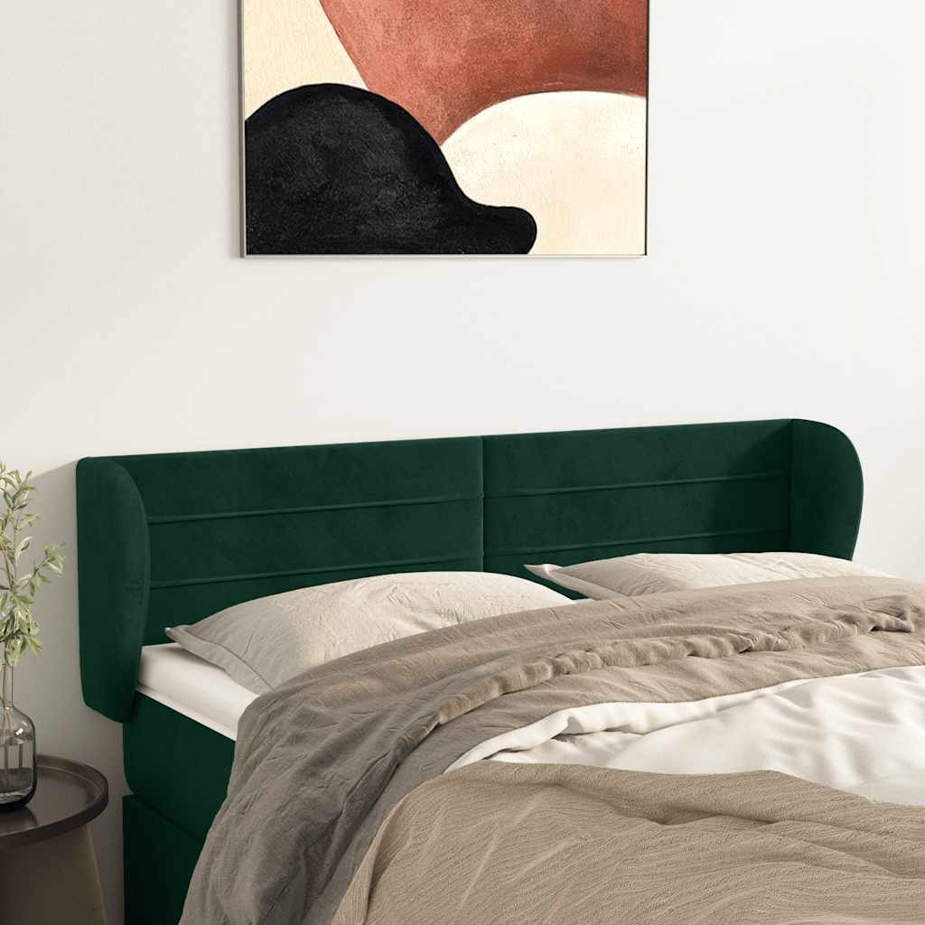 vidaXL Kopfteil mit Ohren Dunkelgrün 147x23x78/88 cm Samt