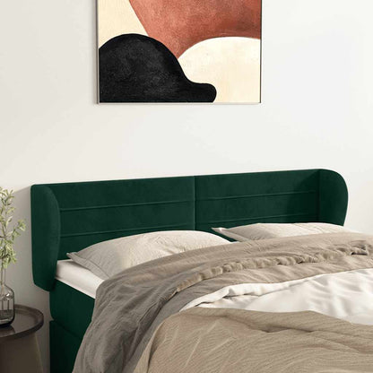 vidaXL Kopfteil mit Ohren Dunkelgrün 147x23x78/88 cm Samt