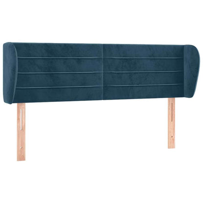 vidaXL Kopfteil mit Ohren Dunkelblau 147x23x78/88 cm Samt