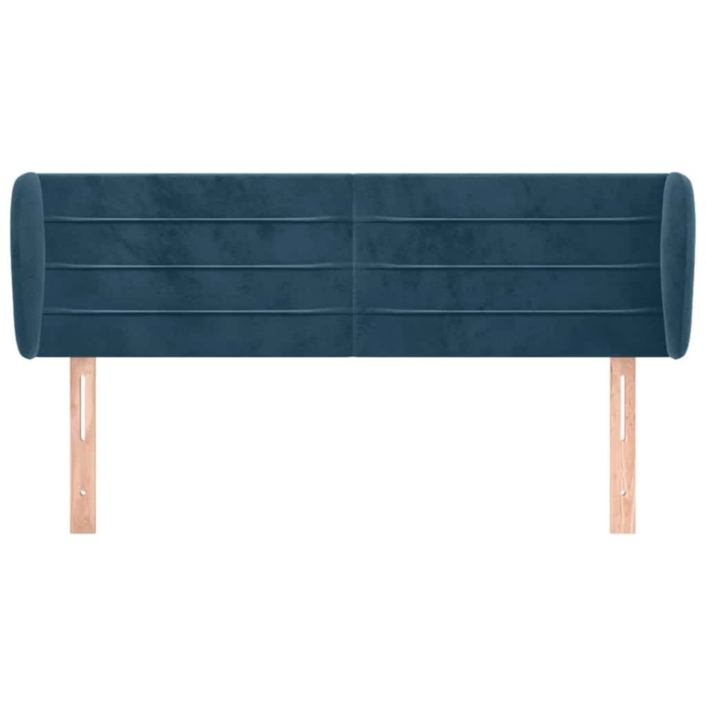 vidaXL Kopfteil mit Ohren Dunkelblau 147x23x78/88 cm Samt