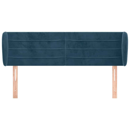 vidaXL Kopfteil mit Ohren Dunkelblau 147x23x78/88 cm Samt