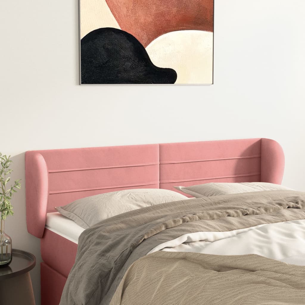 vidaXL Kopfteil mit Ohren Rosa 147x23x78/88 cm Samt