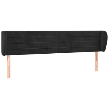 vidaXL Kopfteil mit Ohren Schwarz 163x23x78/88 cm Samt