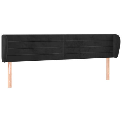 vidaXL Kopfteil mit Ohren Schwarz 163x23x78/88 cm Samt