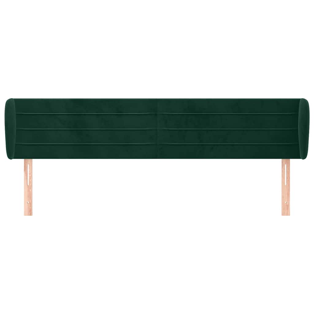 vidaXL Kopfteil mit Ohren Dunkelgrün 163x23x78/88 cm Samt