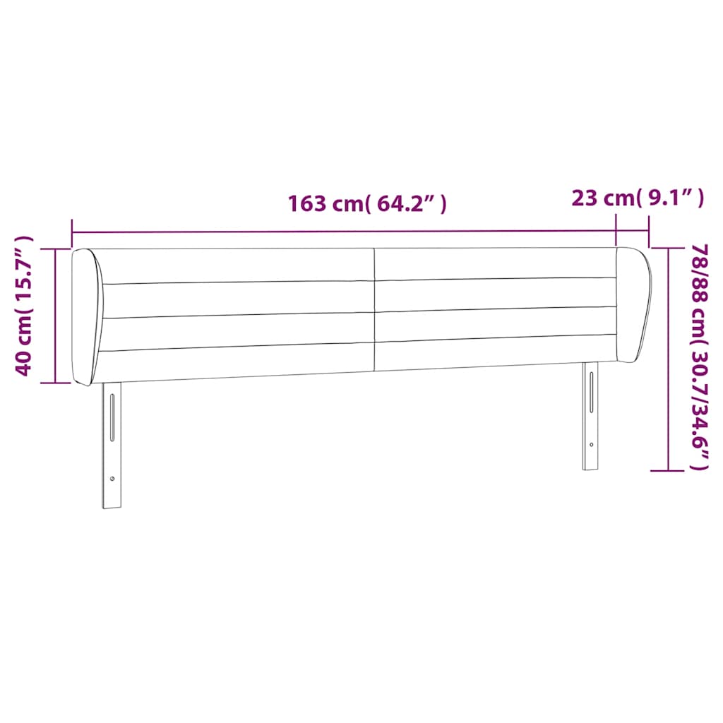 vidaXL Kopfteil mit Ohren Dunkelgrün 163x23x78/88 cm Samt