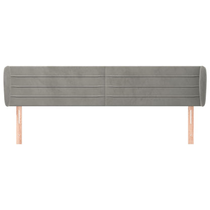 vidaXL Kopfteil mit Ohren Hellgrau 203x23x78/88 cm Samt