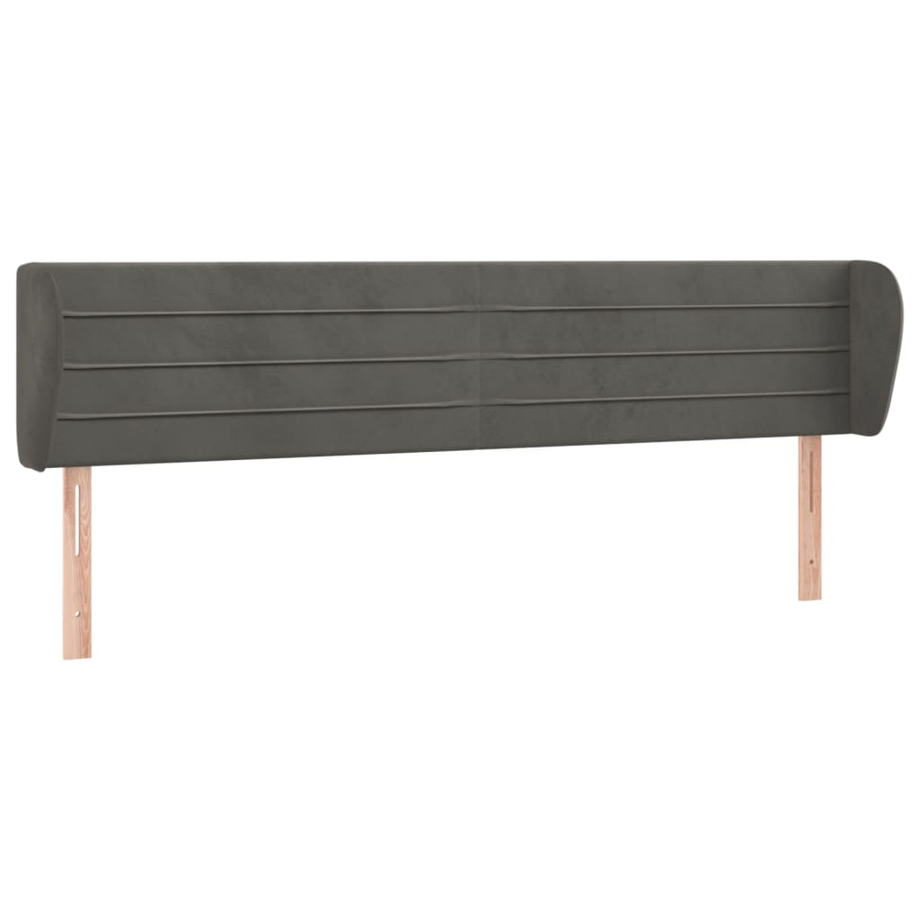 vidaXL Kopfteil mit Ohren Dunkelgrau 203x23x78/88 cm Samt