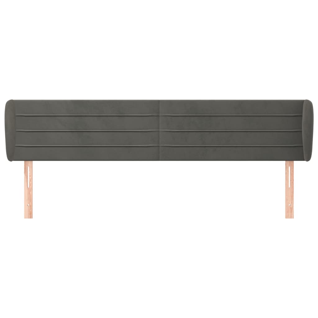 vidaXL Kopfteil mit Ohren Dunkelgrau 203x23x78/88 cm Samt