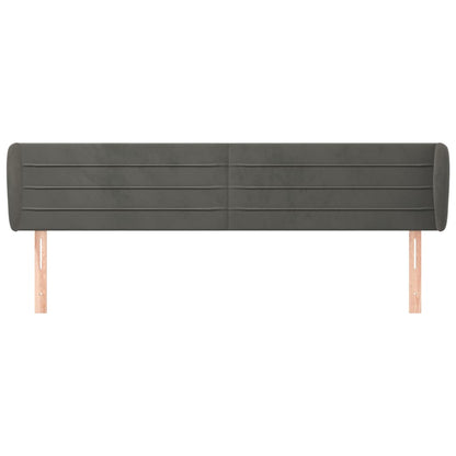 vidaXL Kopfteil mit Ohren Dunkelgrau 203x23x78/88 cm Samt