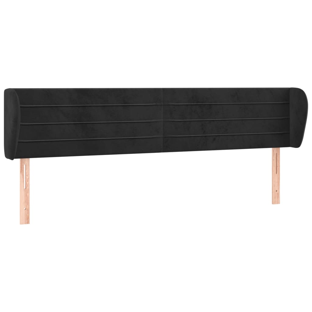 vidaXL Kopfteil mit Ohren Schwarz 203x23x78/88 cm Samt