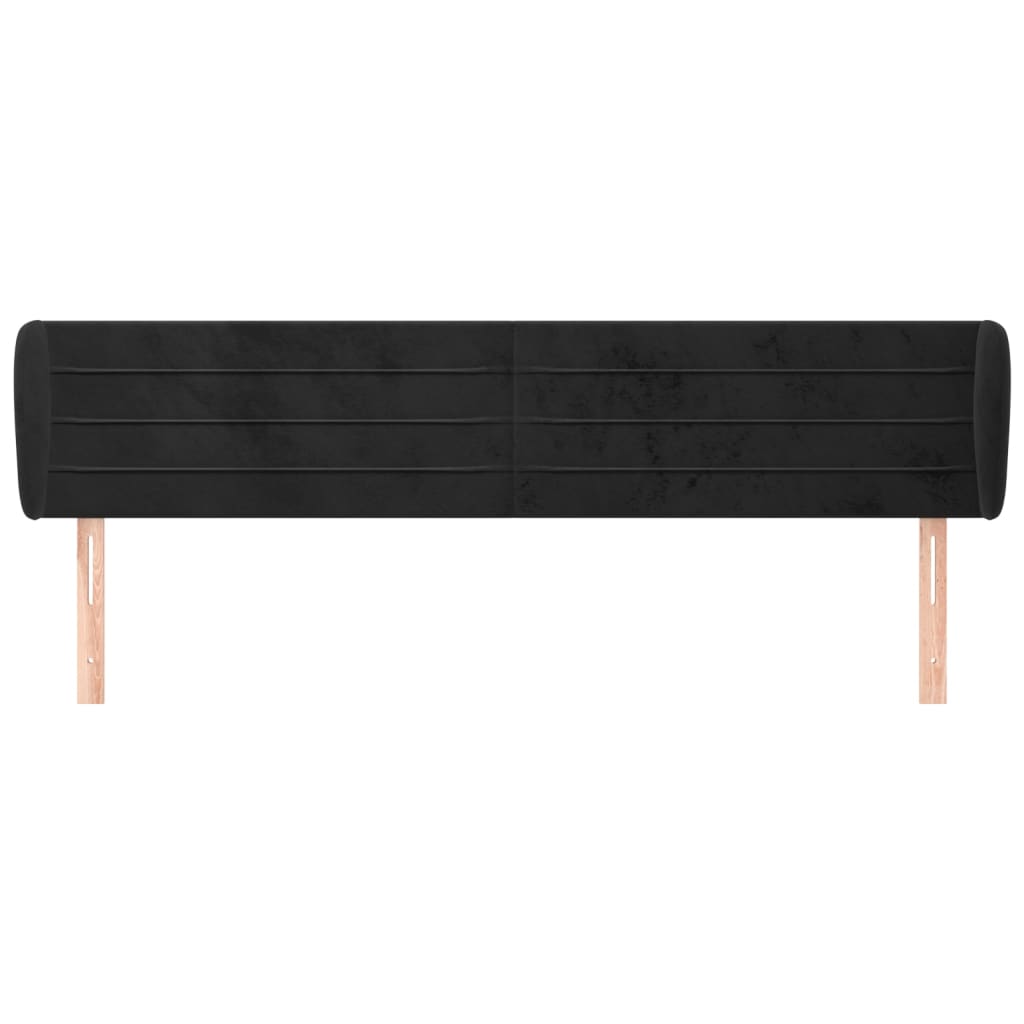 vidaXL Kopfteil mit Ohren Schwarz 203x23x78/88 cm Samt