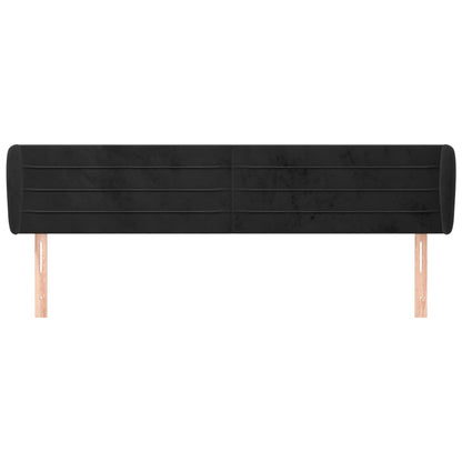 vidaXL Kopfteil mit Ohren Schwarz 203x23x78/88 cm Samt