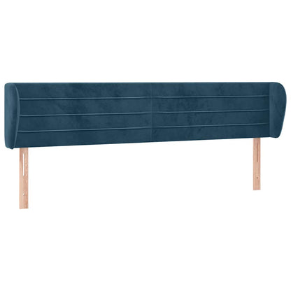 vidaXL Kopfteil mit Ohren Dunkelblau 203x23x78/88 cm Samt