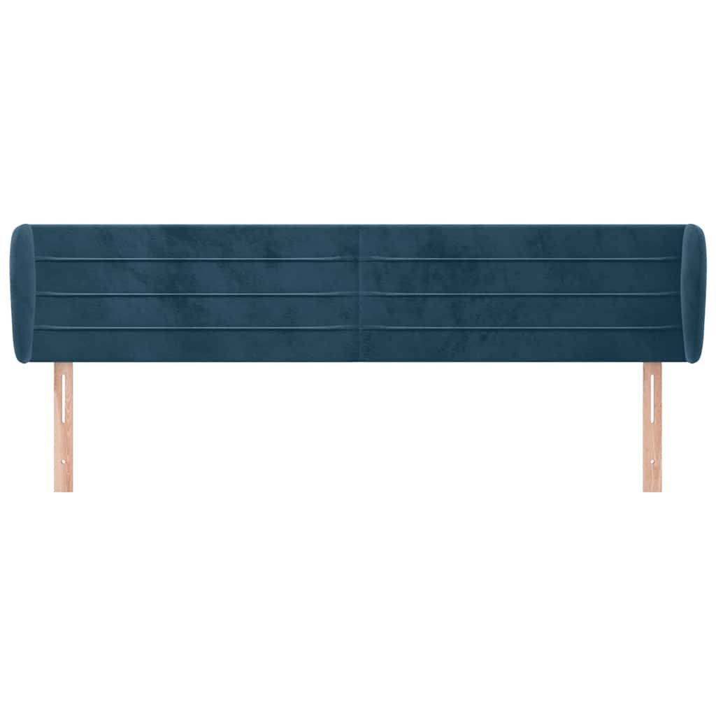 vidaXL Kopfteil mit Ohren Dunkelblau 203x23x78/88 cm Samt