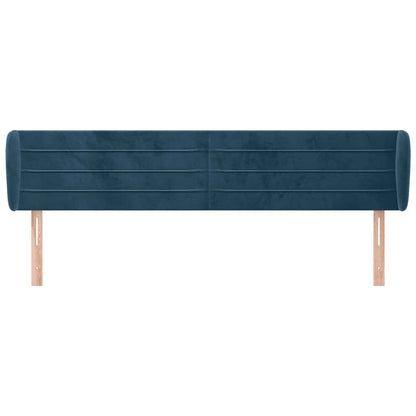 vidaXL Kopfteil mit Ohren Dunkelblau 203x23x78/88 cm Samt