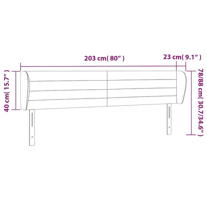 vidaXL Kopfteil mit Ohren Dunkelblau 203x23x78/88 cm Samt