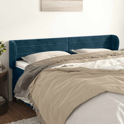 vidaXL Kopfteil mit Ohren Dunkelblau 203x23x78/88 cm Samt