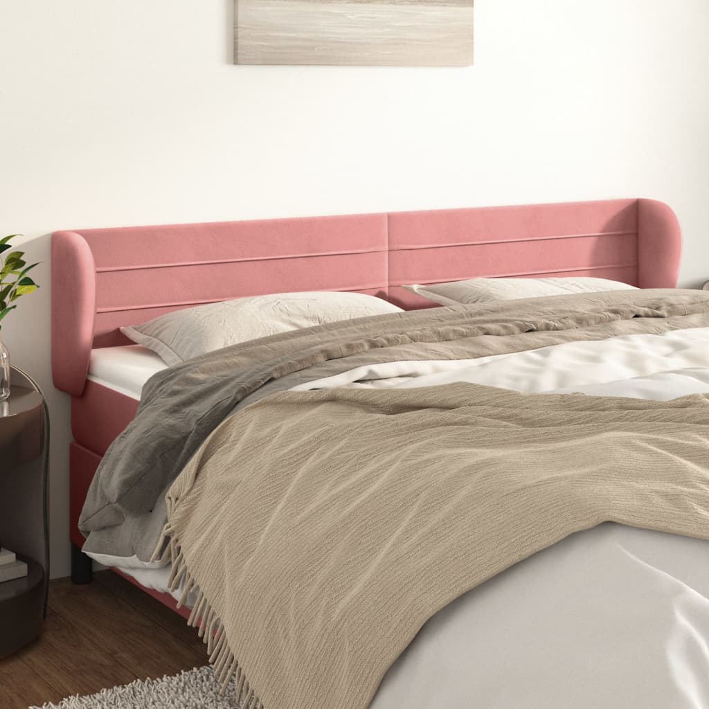 vidaXL Kopfteil mit Ohren Rosa 203x23x78/88 cm Samt