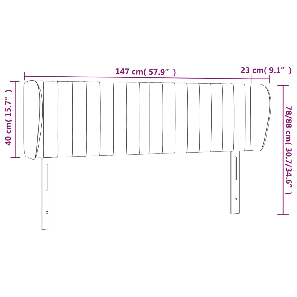 vidaXL Kopfteil mit Ohren Creme 147x23x78/88 cm Stoff