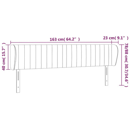 vidaXL Kopfteil mit Ohren Dunkelgrau 163x23x78/88 cm Stoff