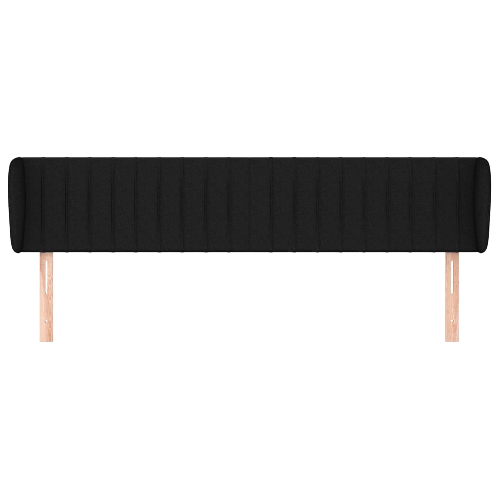 vidaXL Kopfteil mit Ohren Schwarz 163x23x78/88 cm Stoff