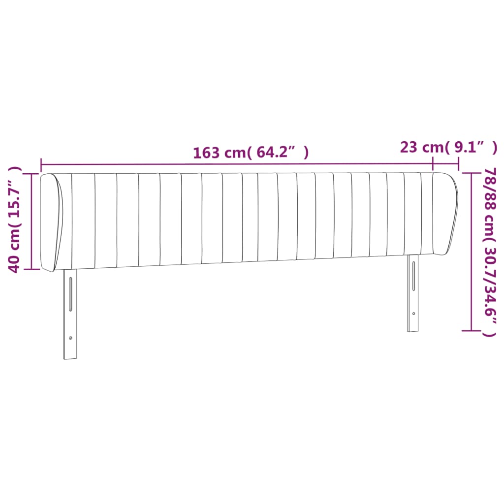 vidaXL Kopfteil mit Ohren Dunkelbraun 163x23x78/88 cm Stoff