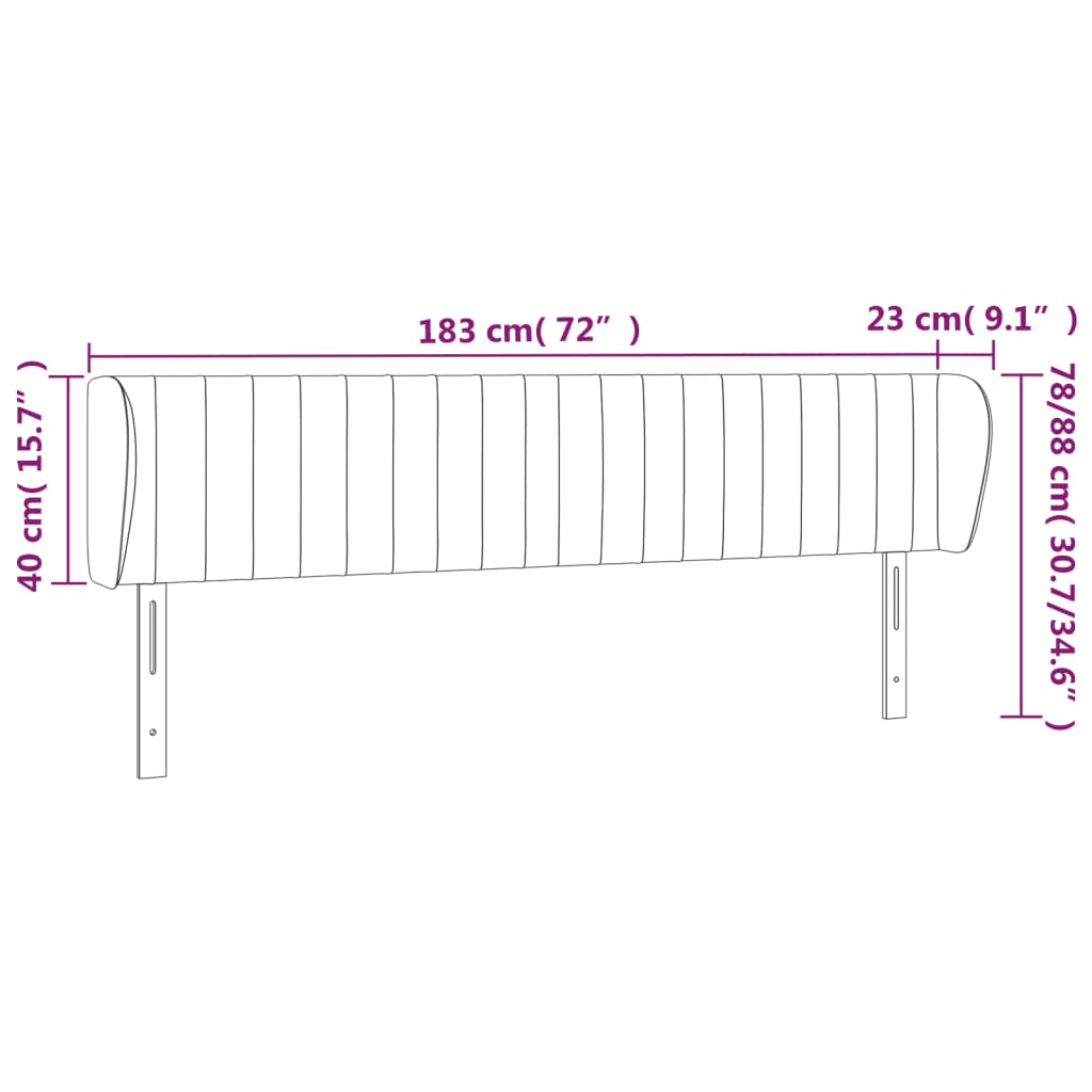 vidaXL Kopfteil mit Ohren Dunkelbraun 183x23x78/88 cm Stoff