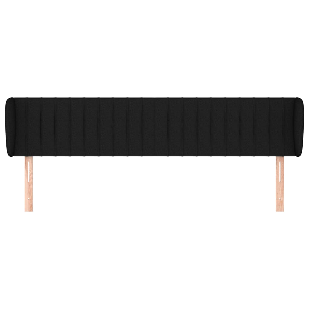 vidaXL Kopfteil mit Ohren Schwarz 203x23x78/88 cm Stoff