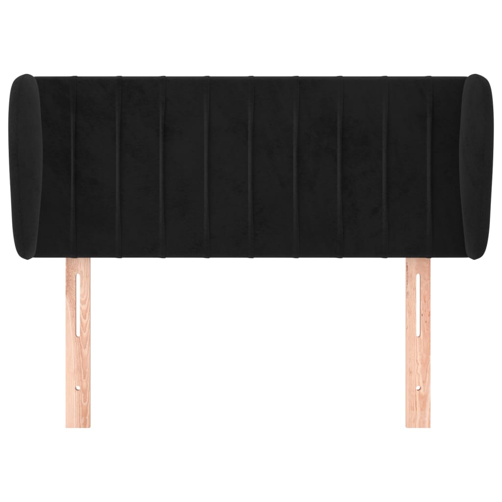 vidaXL Kopfteil mit Ohren Schwarz 93x23x78/88 cm Samt