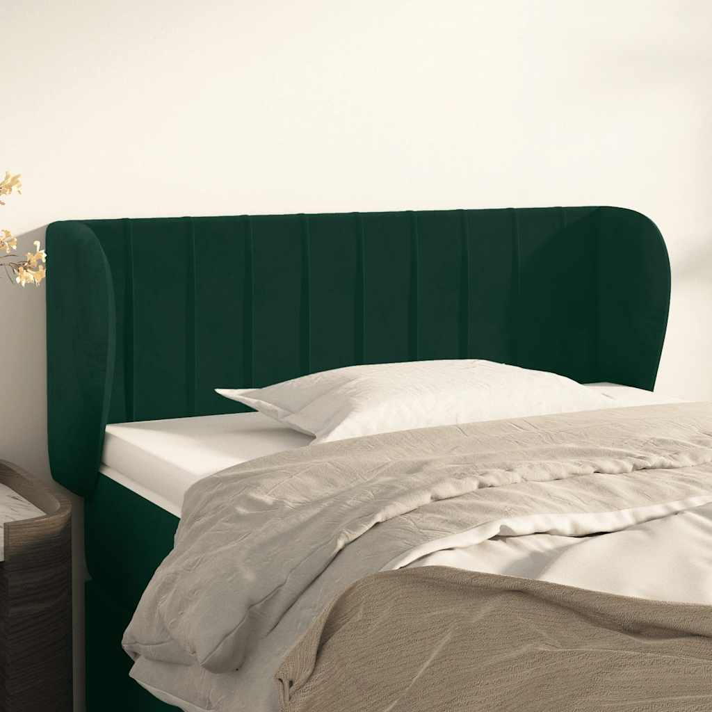 vidaXL Kopfteil mit Ohren Dunkelgrün 93x23x78/88 cm Samt