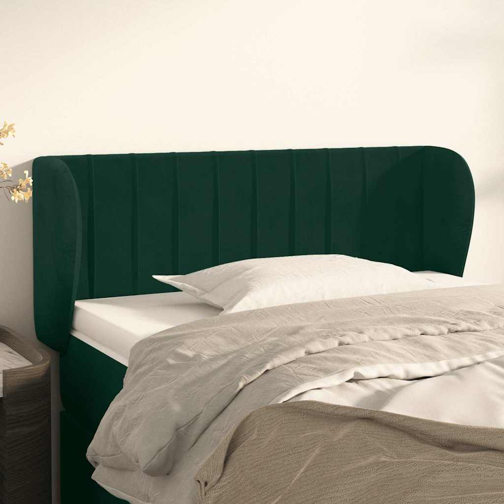 vidaXL Kopfteil mit Ohren Dunkelgrün 103x23x78/88 cm Samt