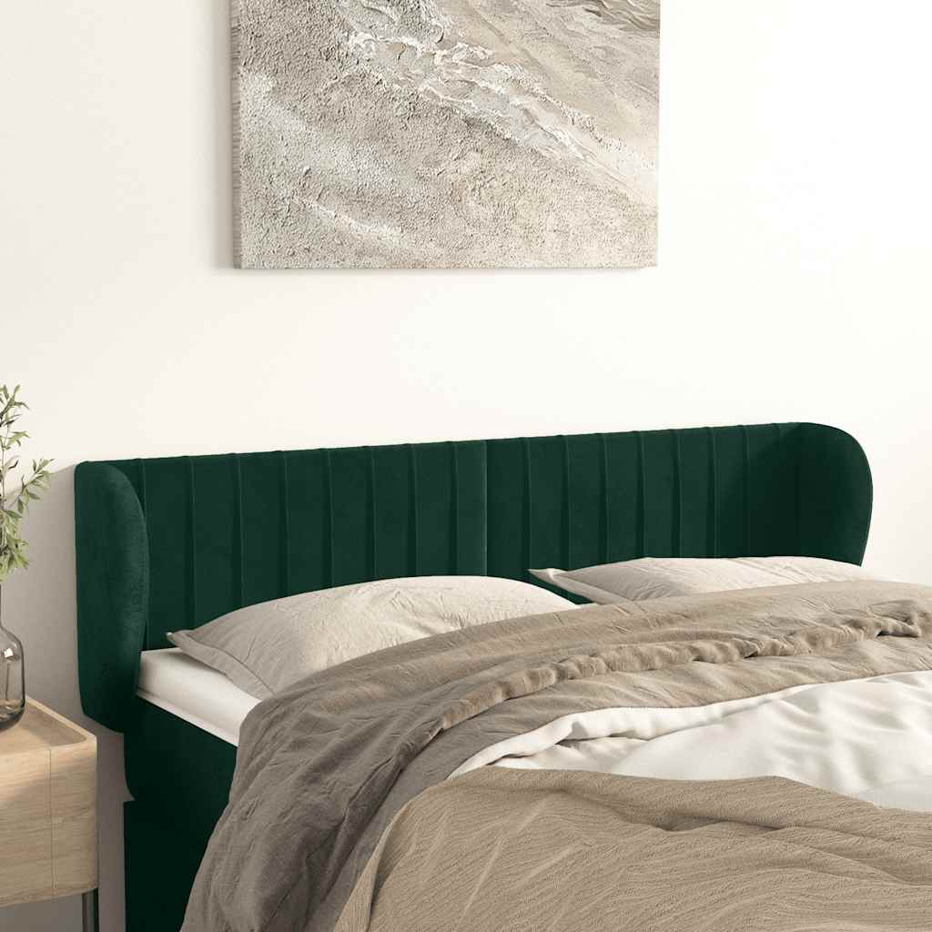 vidaXL Kopfteil mit Ohren Dunkelgrün 147x23x78/88 cm Samt