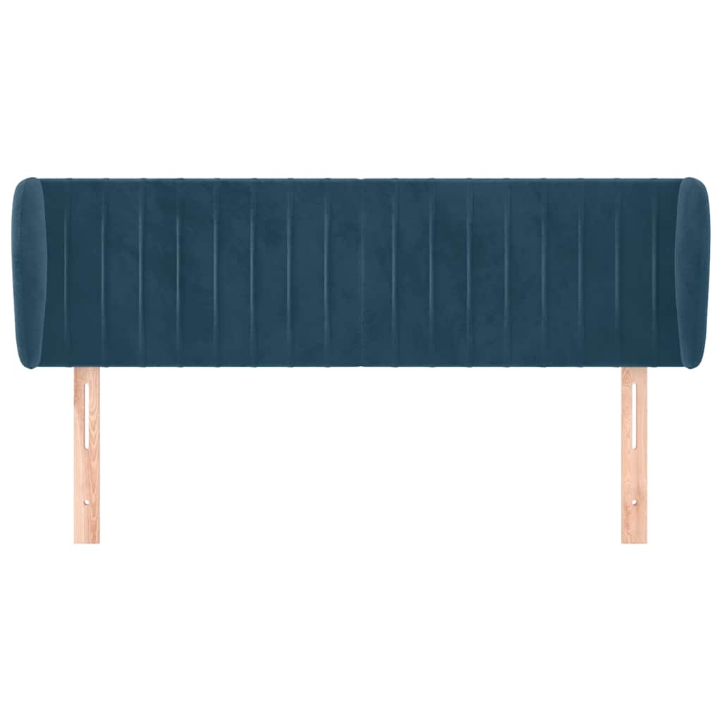 vidaXL Kopfteil mit Ohren Dunkelblau 147x23x78/88 cm Samt