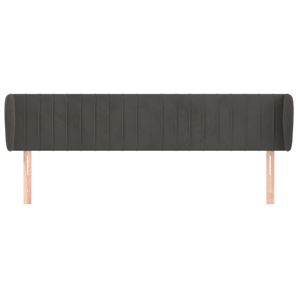 vidaXL Kopfteil mit Ohren Dunkelgrau 163x23x78/88 cm Samt