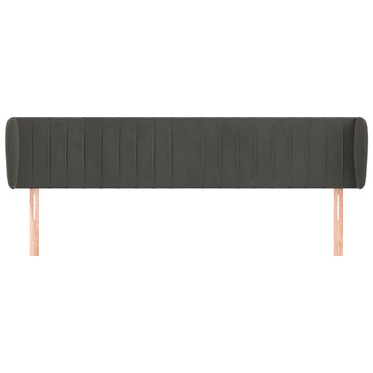 vidaXL Kopfteil mit Ohren Dunkelgrau 163x23x78/88 cm Samt