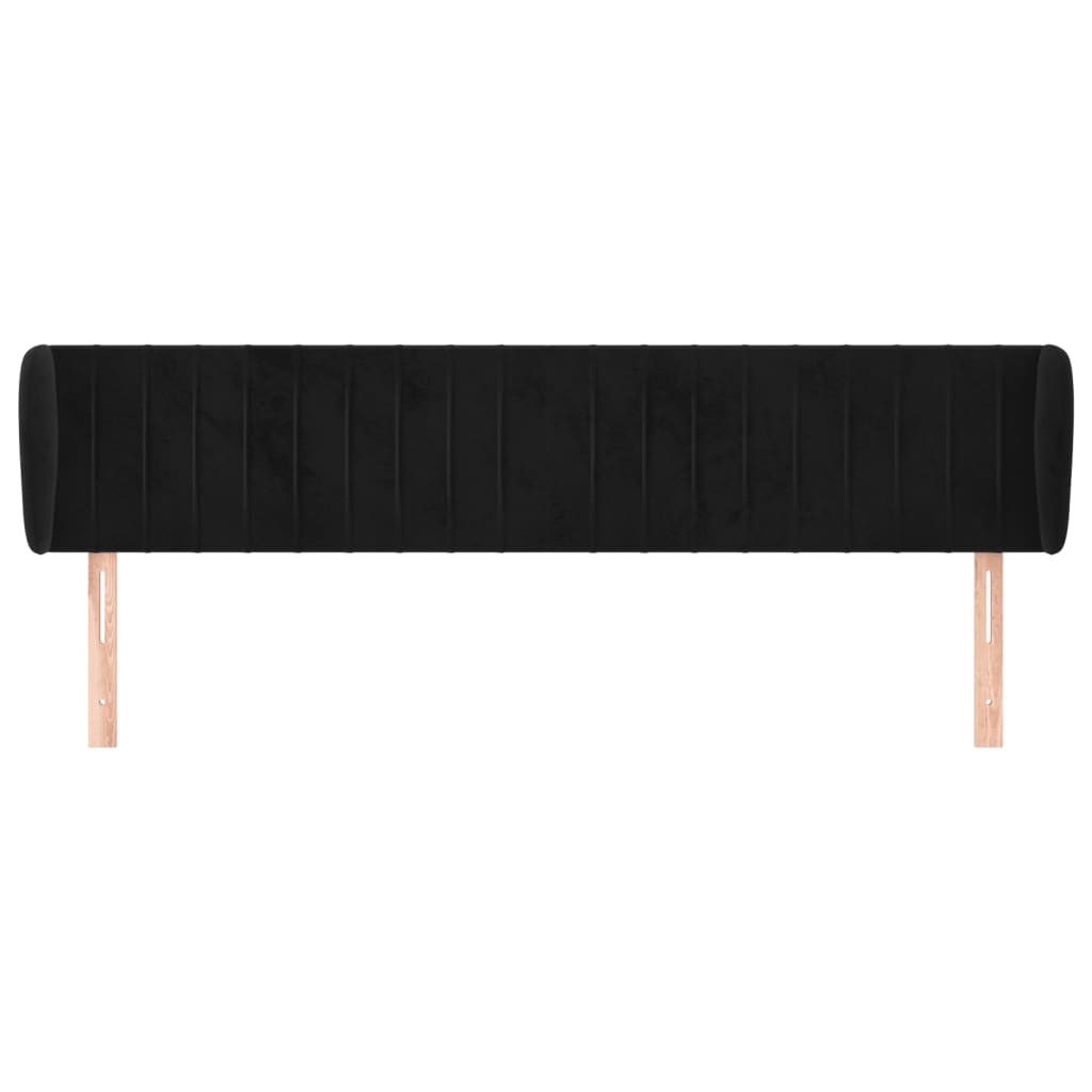 vidaXL Kopfteil mit Ohren Schwarz 163x23x78/88 cm Samt