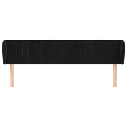 vidaXL Kopfteil mit Ohren Schwarz 163x23x78/88 cm Samt