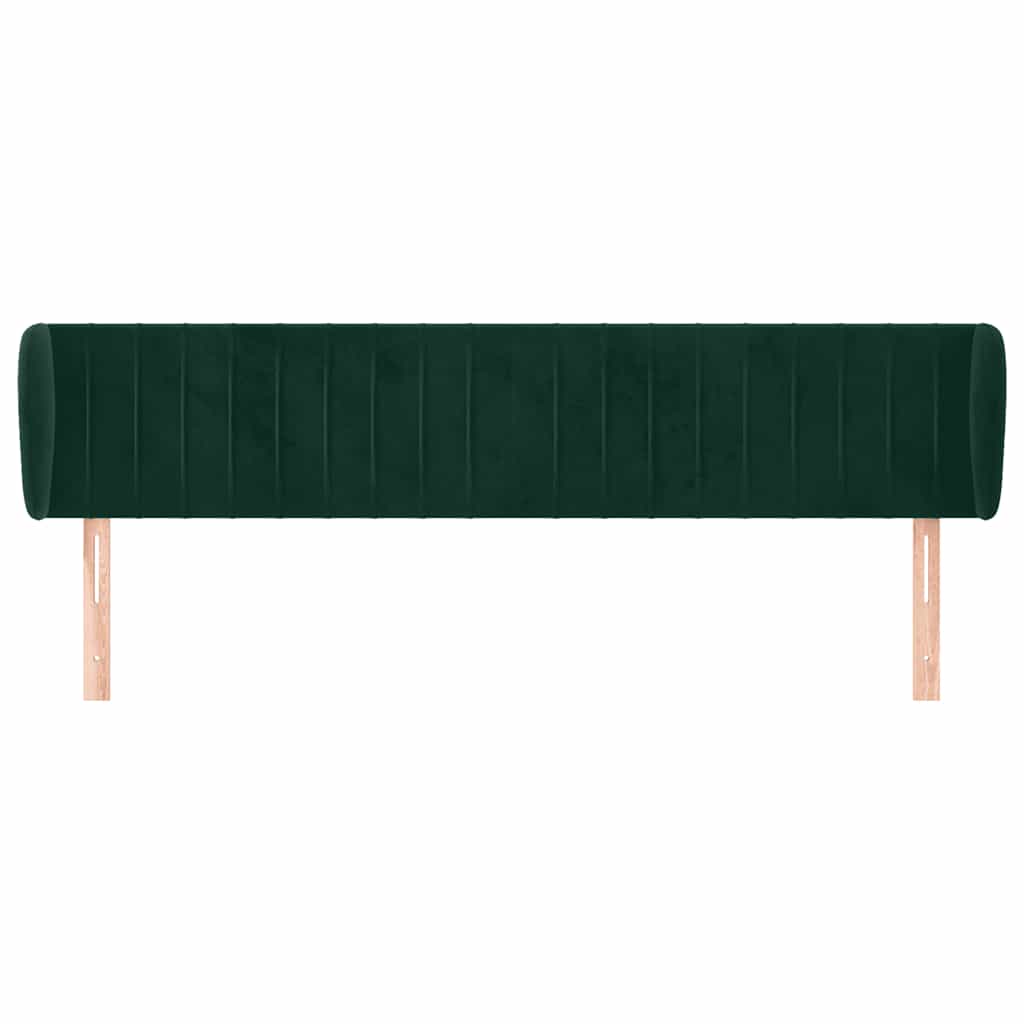 vidaXL Kopfteil mit Ohren Dunkelgrün 163x23x78/88 cm Samt