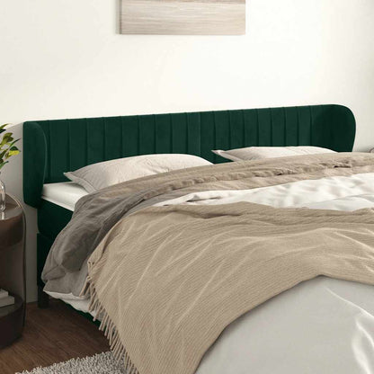 vidaXL Kopfteil mit Ohren Dunkelgrün 163x23x78/88 cm Samt