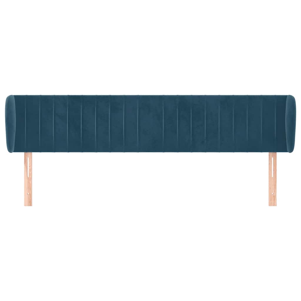 vidaXL Kopfteil mit Ohren Dunkelblau 163x23x78/88 cm Samt