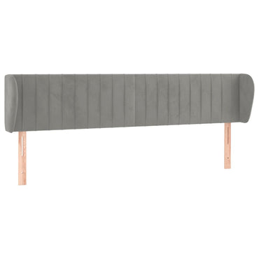 vidaXL Kopfteil mit Ohren Hellgrau 183x23x78/88 cm Samt