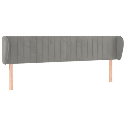 vidaXL Kopfteil mit Ohren Hellgrau 183x23x78/88 cm Samt
