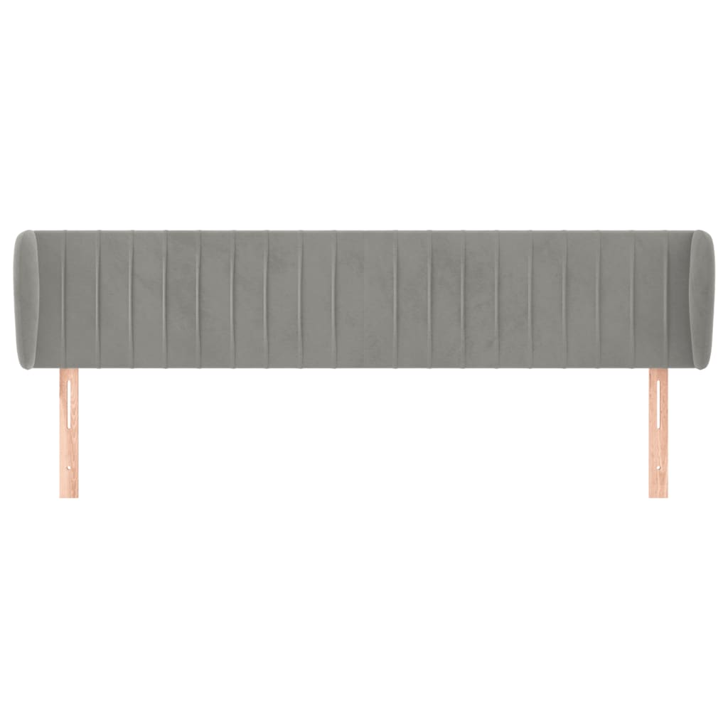 vidaXL Kopfteil mit Ohren Hellgrau 183x23x78/88 cm Samt