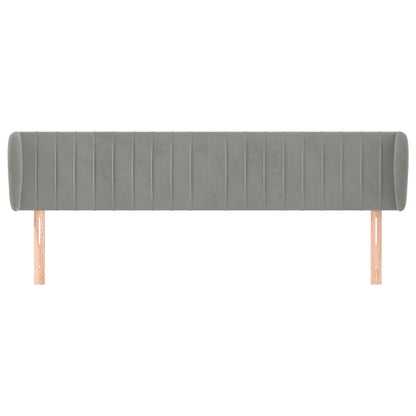 vidaXL Kopfteil mit Ohren Hellgrau 183x23x78/88 cm Samt