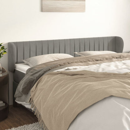 vidaXL Kopfteil mit Ohren Hellgrau 183x23x78/88 cm Samt