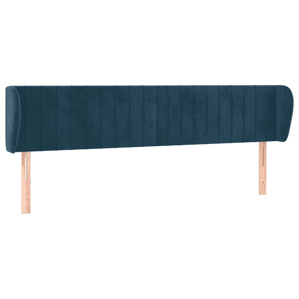 vidaXL Kopfteil mit Ohren Dunkelblau 183x23x78/88 cm Samt